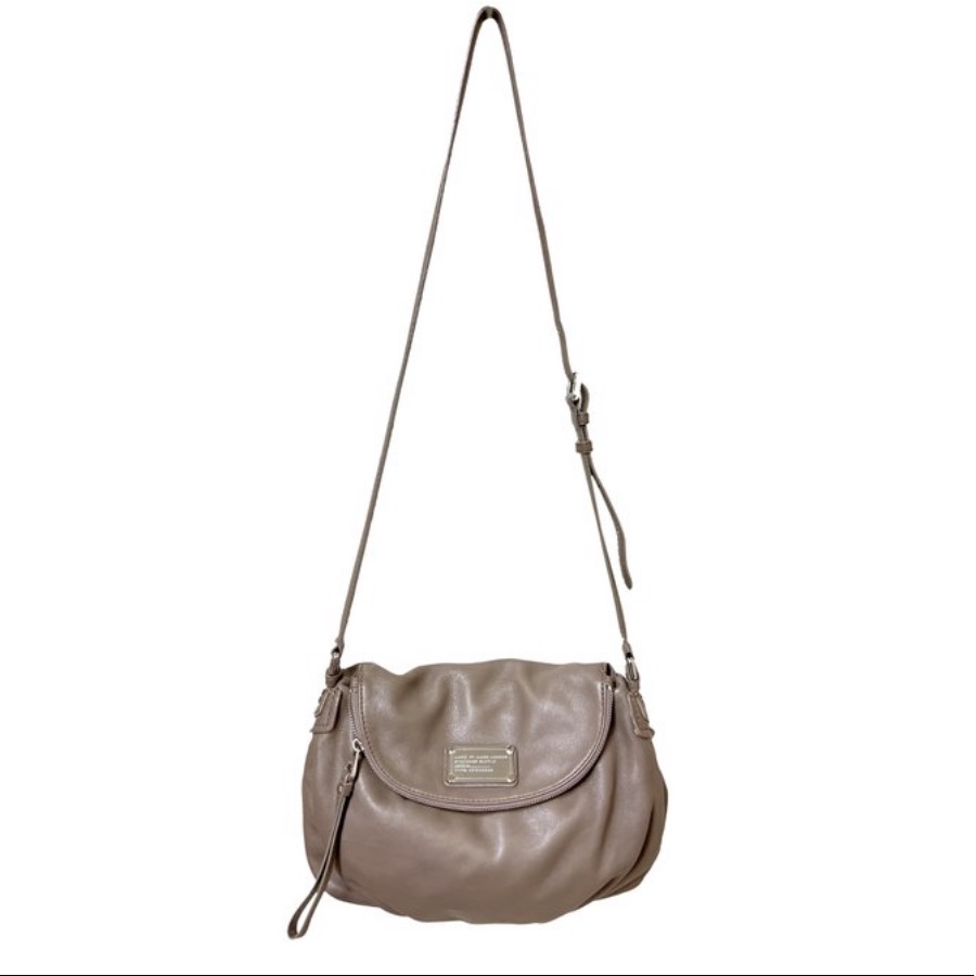 Marc By Marc Jacobs Gray Leather Hobo Crossbody Bag/Purse With Gold Hardware